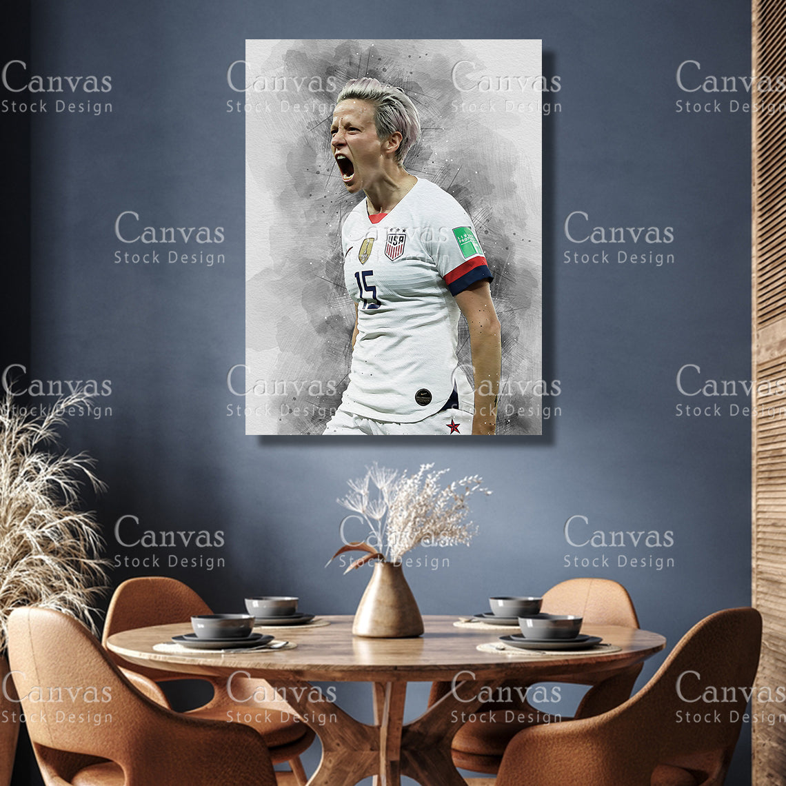 Megan Rapinoe Poster, Kids Wall Decor, Soccer Fan, Man Cave Gift for Him - Her, Sports Canvas Wall Art