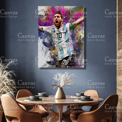 Lionel Messi Poster, Kids Wall Decor, Soccer Fan, Man Cave Gift for Him - Her, Sports Canvas Wall Art