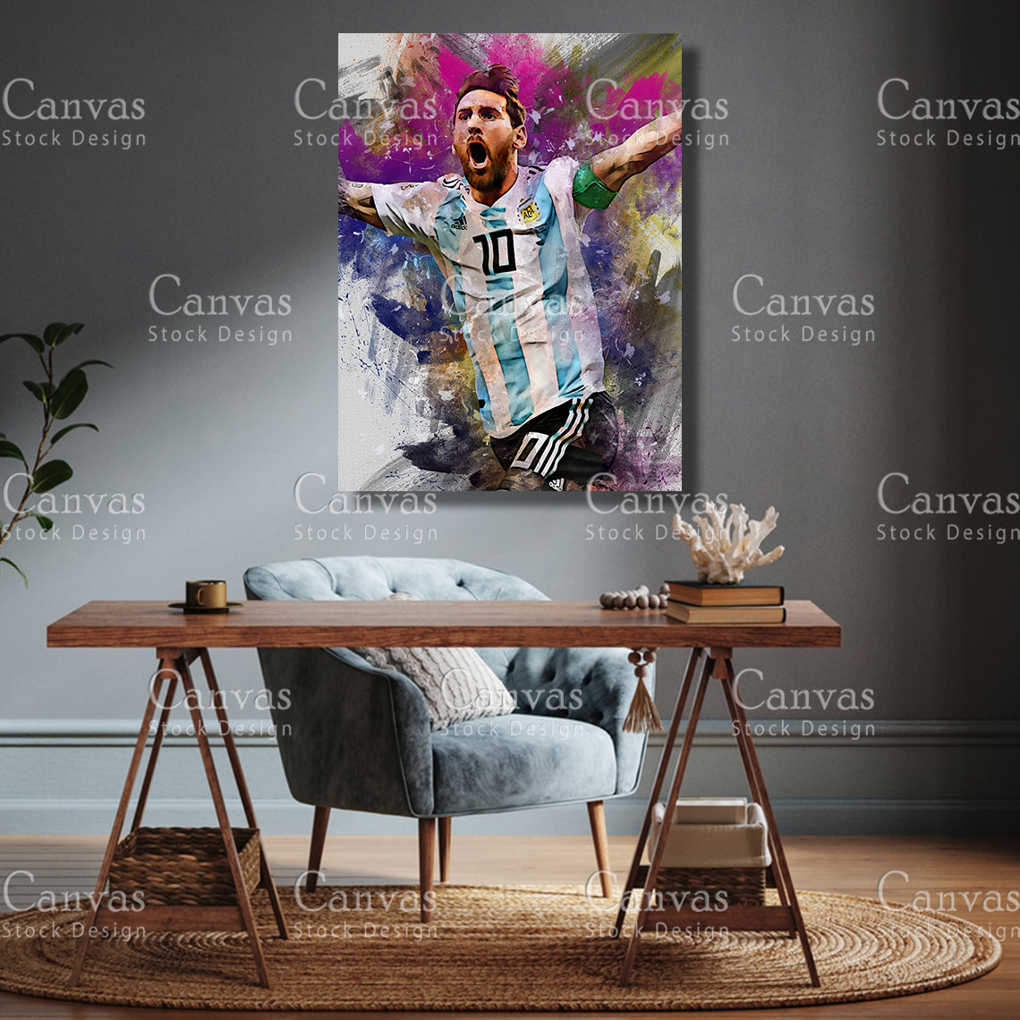 Lionel Messi Poster, Kids Wall Decor, Soccer Fan, Man Cave Gift for Him - Her, Sports Canvas Wall Art