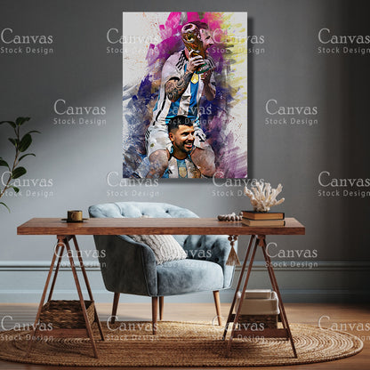 Lionel Messi Poster, Kids Wall Decor, Soccer Fan, Man Cave Gift for Him - Her, Sports Canvas Wall Art