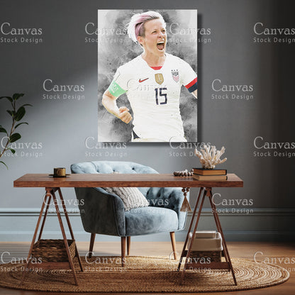 Megan Rapinoe Poster, Kids Wall Decor, Soccer Fan, Man Cave Gift for Him - Her, Sports Canvas Wall Art