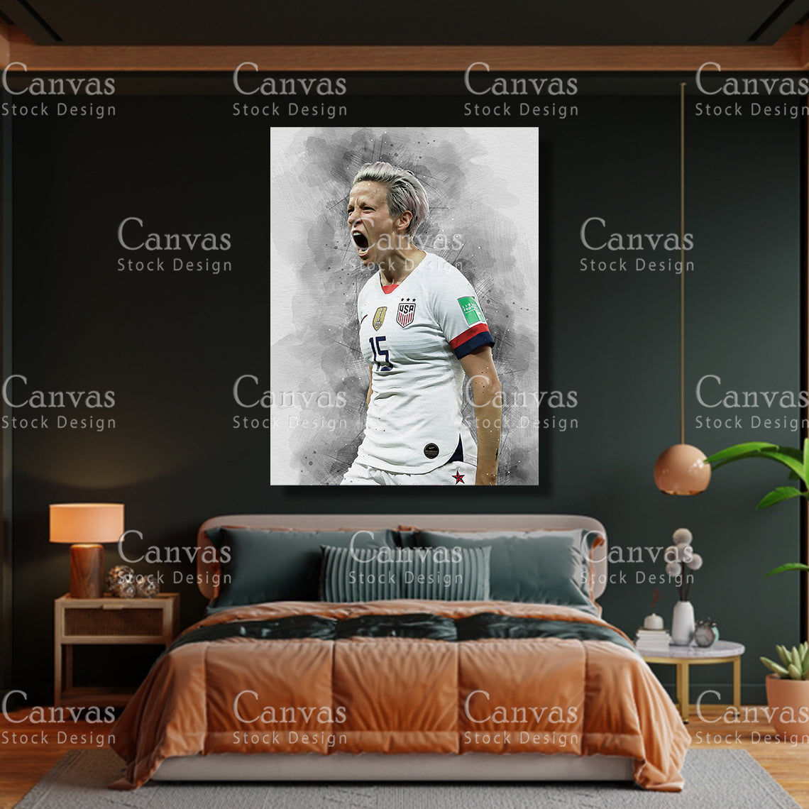 Megan Rapinoe Poster, Kids Wall Decor, Soccer Fan, Man Cave Gift for Him - Her, Sports Canvas Wall Art