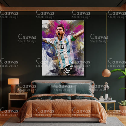 Lionel Messi Poster, Kids Wall Decor, Soccer Fan, Man Cave Gift for Him - Her, Sports Canvas Wall Art