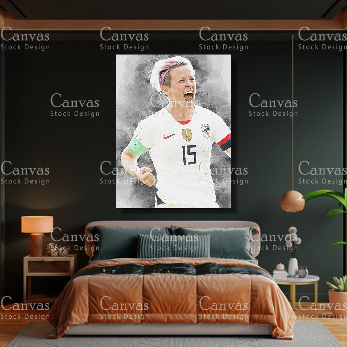 Megan Rapinoe Poster, Kids Wall Decor, Soccer Fan, Man Cave Gift for Him - Her, Sports Canvas Wall Art