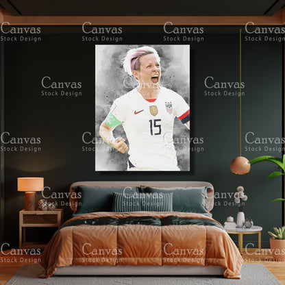 Megan Rapinoe Poster, Kids Wall Decor, Soccer Fan, Man Cave Gift for Him - Her, Sports Canvas Wall Art