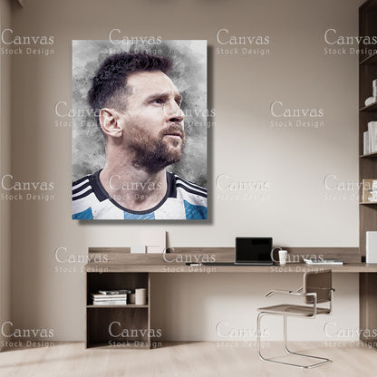 Lionel Messi Poster, Kids Wall Decor, Soccer Fan, Man Cave Gift for Him - Her, Sports Canvas Wall Art