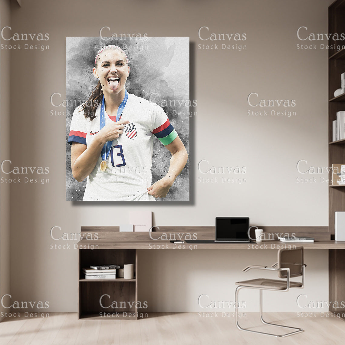 Alex Morgan Poster, Kids Wall Decor, Soccer Fan, Man Cave Gift for Him - Her, Sports Canvas Wall Art