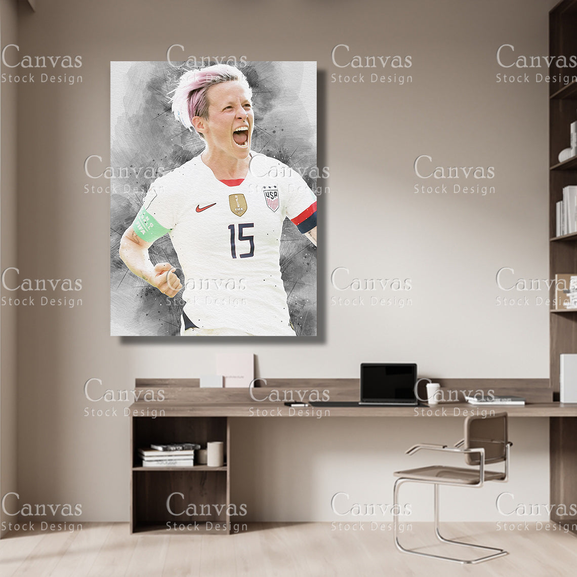 Megan Rapinoe Poster, Kids Wall Decor, Soccer Fan, Man Cave Gift for Him - Her, Sports Canvas Wall Art