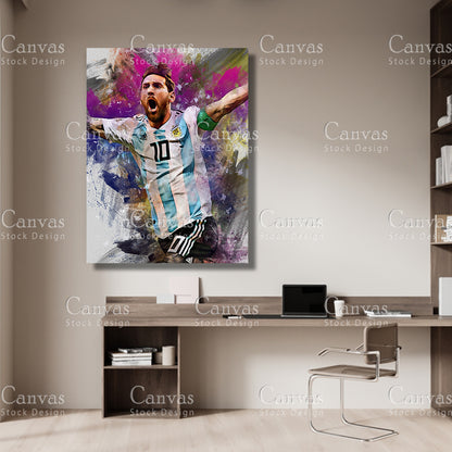 Lionel Messi Poster, Kids Wall Decor, Soccer Fan, Man Cave Gift for Him - Her, Sports Canvas Wall Art