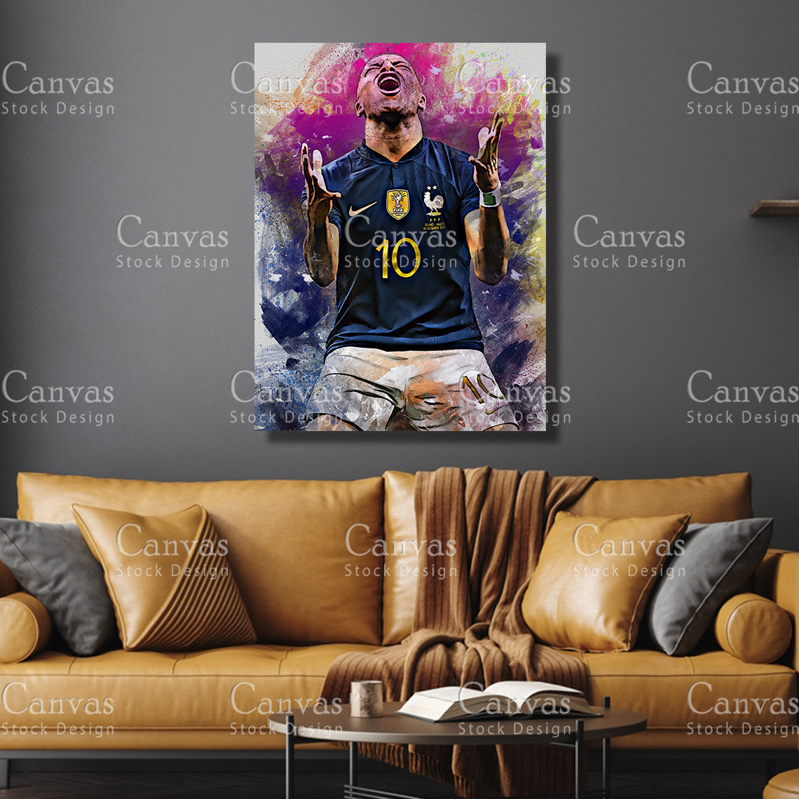 Kylian Mbappé Poster, Kids Wall Decor, Soccer Fan, Man Cave Gift for Him - Her, Sports Canvas Wall Art