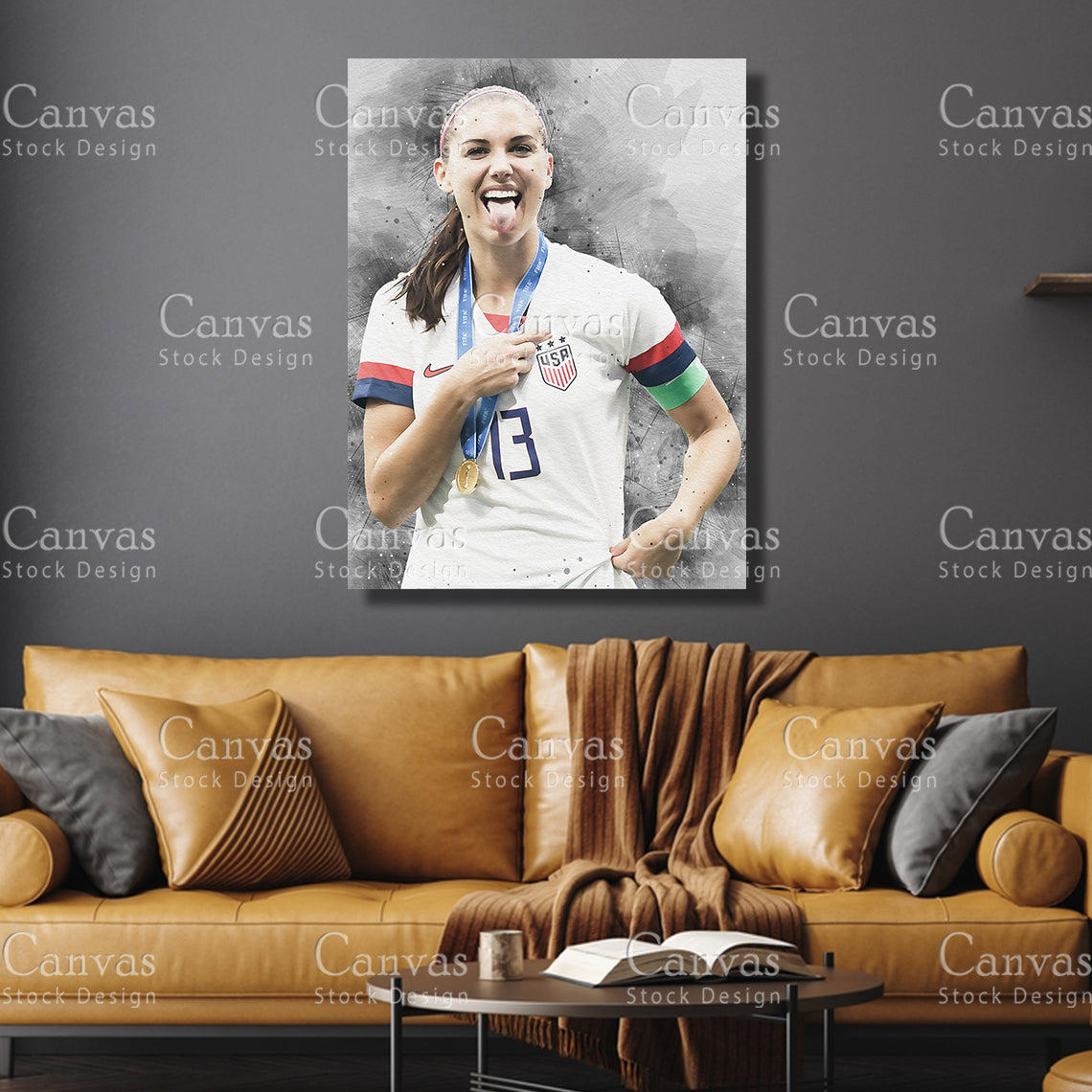 Alex Morgan Poster, Kids Wall Decor, Soccer Fan, Man Cave Gift for Him - Her, Sports Canvas Wall Art