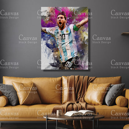 Lionel Messi Poster, Kids Wall Decor, Soccer Fan, Man Cave Gift for Him - Her, Sports Canvas Wall Art