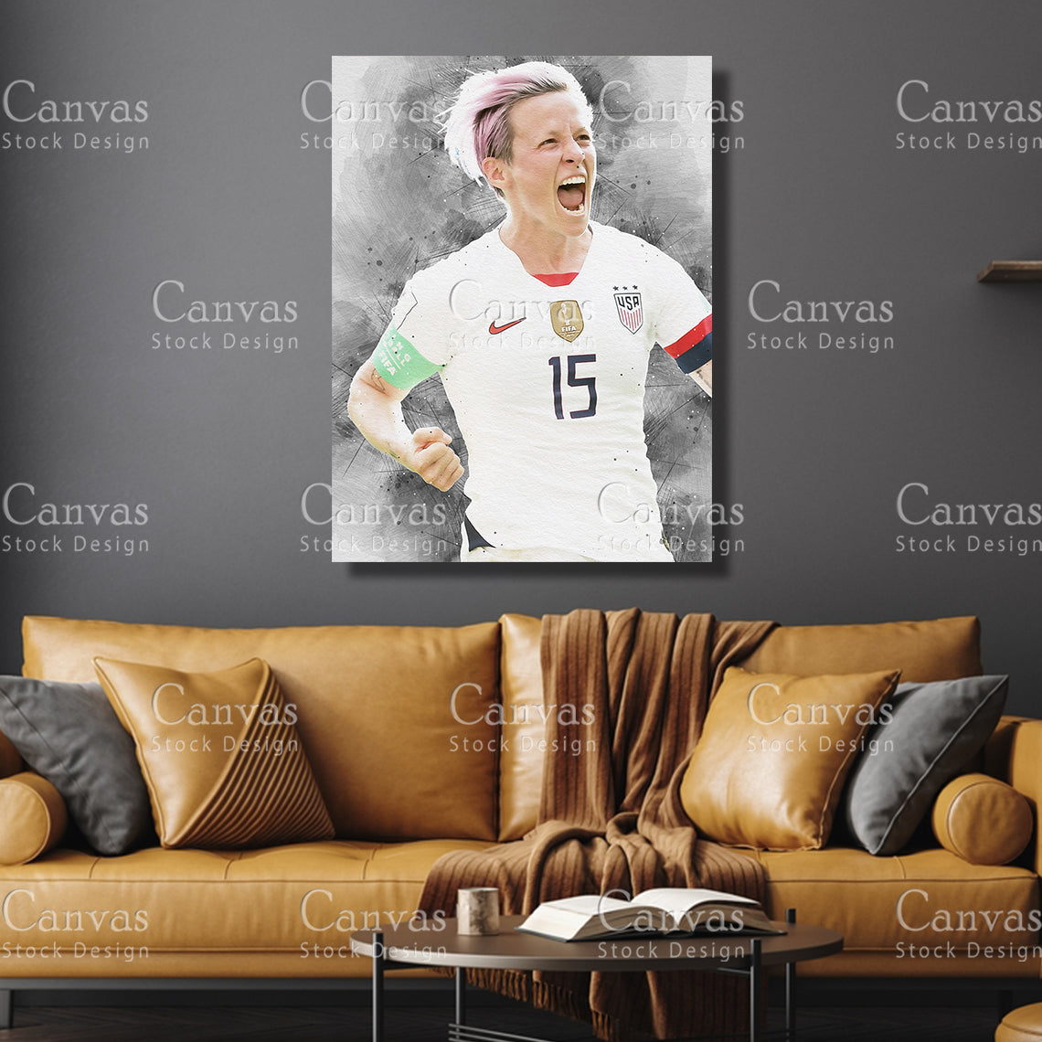 Megan Rapinoe Poster, Kids Wall Decor, Soccer Fan, Man Cave Gift for Him - Her, Sports Canvas Wall Art