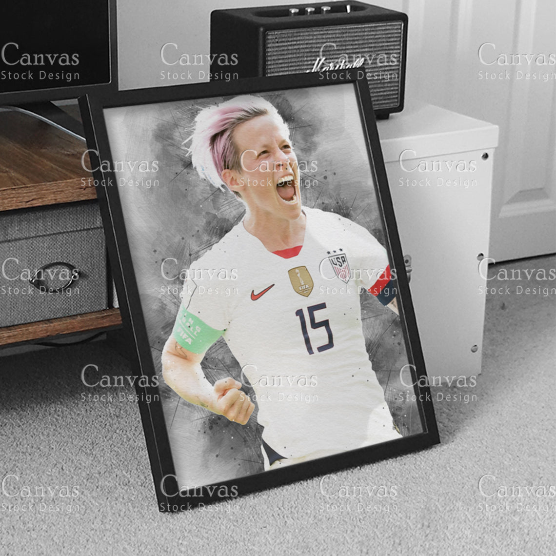 Megan Rapinoe Poster, Kids Wall Decor, Soccer Fan, Man Cave Gift for Him - Her, Sports Canvas Wall Art