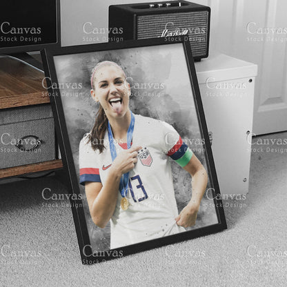 Alex Morgan Poster, Kids Wall Decor, Soccer Fan, Man Cave Gift for Him - Her, Sports Canvas Wall Art