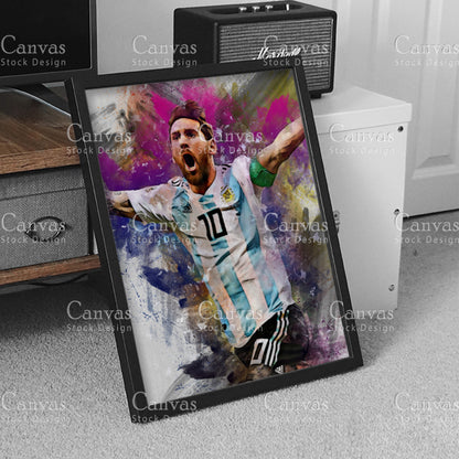 Lionel Messi Poster, Kids Wall Decor, Soccer Fan, Man Cave Gift for Him - Her, Sports Canvas Wall Art