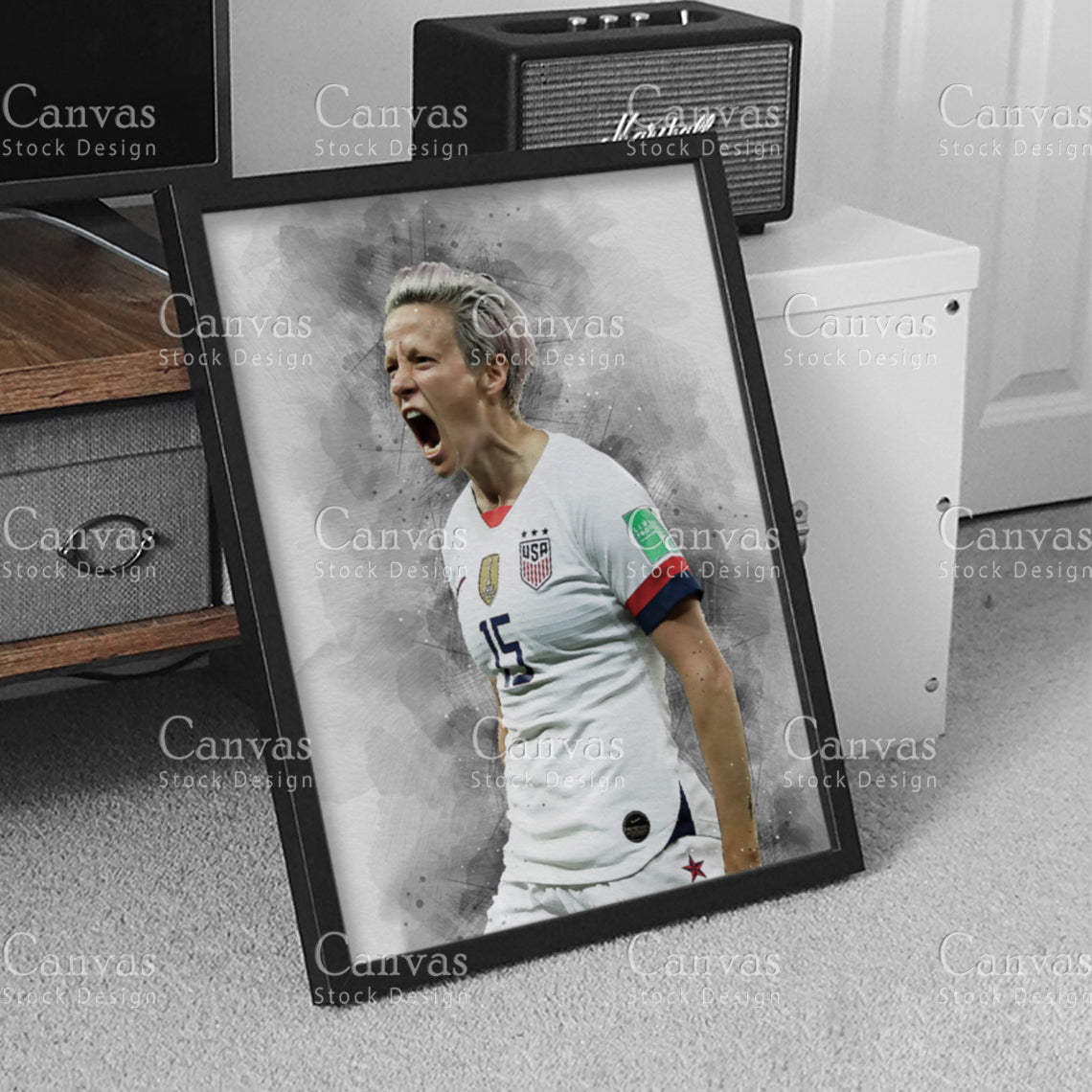 Megan Rapinoe Poster, Kids Wall Decor, Soccer Fan, Man Cave Gift for Him - Her, Sports Canvas Wall Art