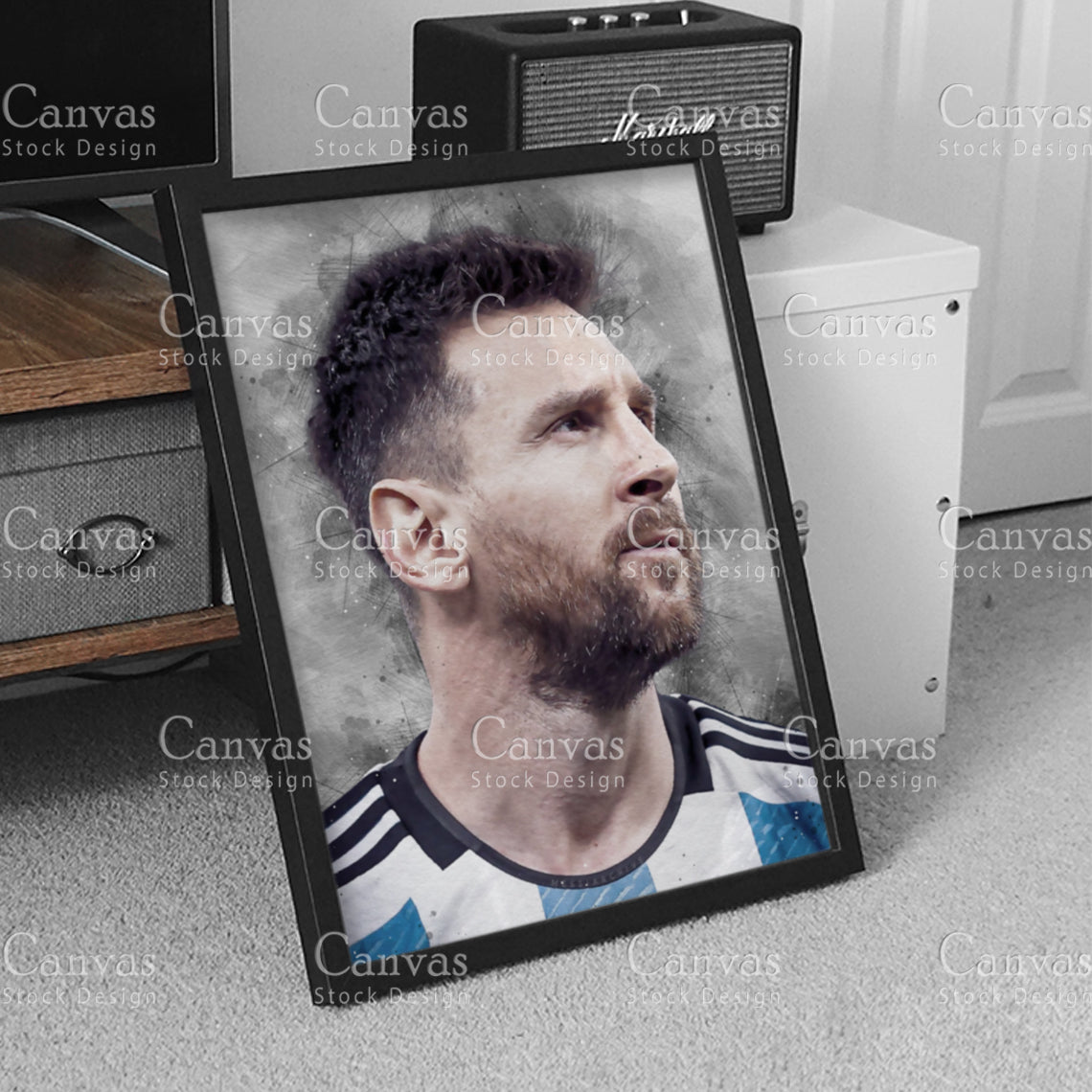 Lionel Messi Poster, Kids Wall Decor, Soccer Fan, Man Cave Gift for Him - Her, Sports Canvas Wall Art