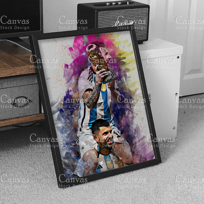 Lionel Messi Poster, Kids Wall Decor, Soccer Fan, Man Cave Gift for Him - Her, Sports Canvas Wall Art