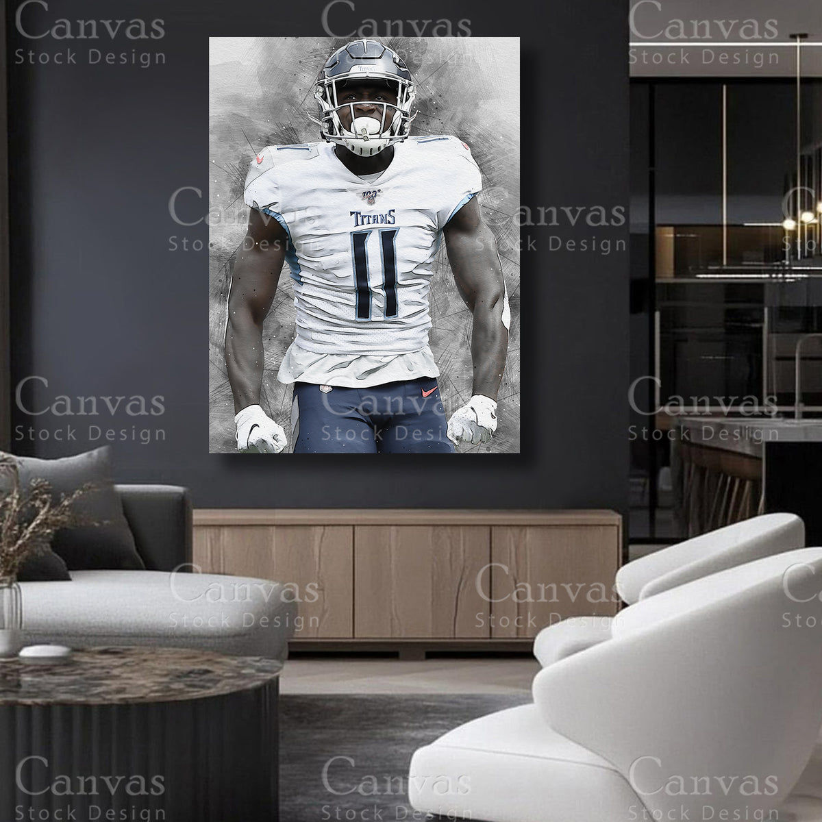 A.J. Brown statement football canvas art