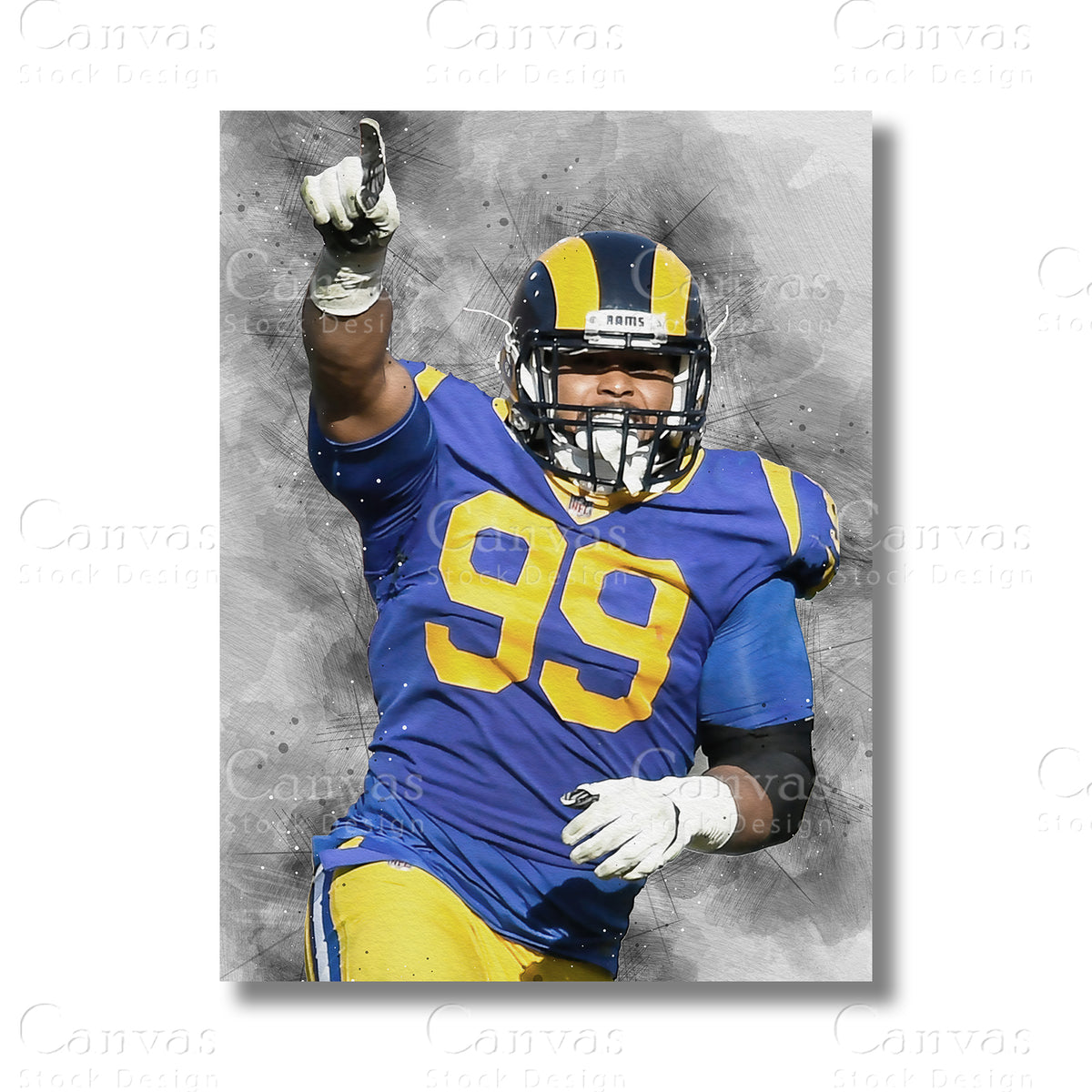 Aaron Donald Dominant Defensive Canvas Wall Art