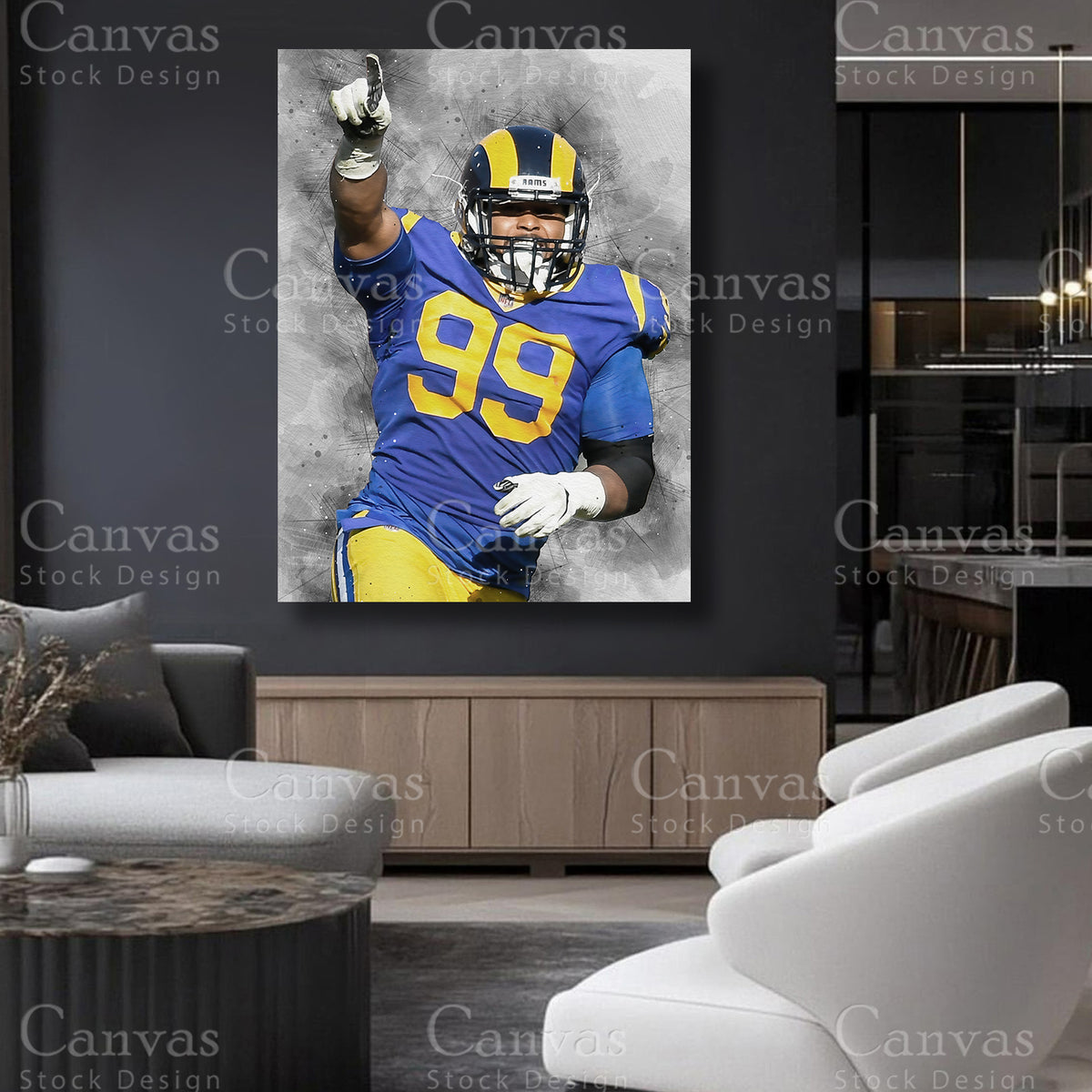 Aaron Donald statement football canvas art