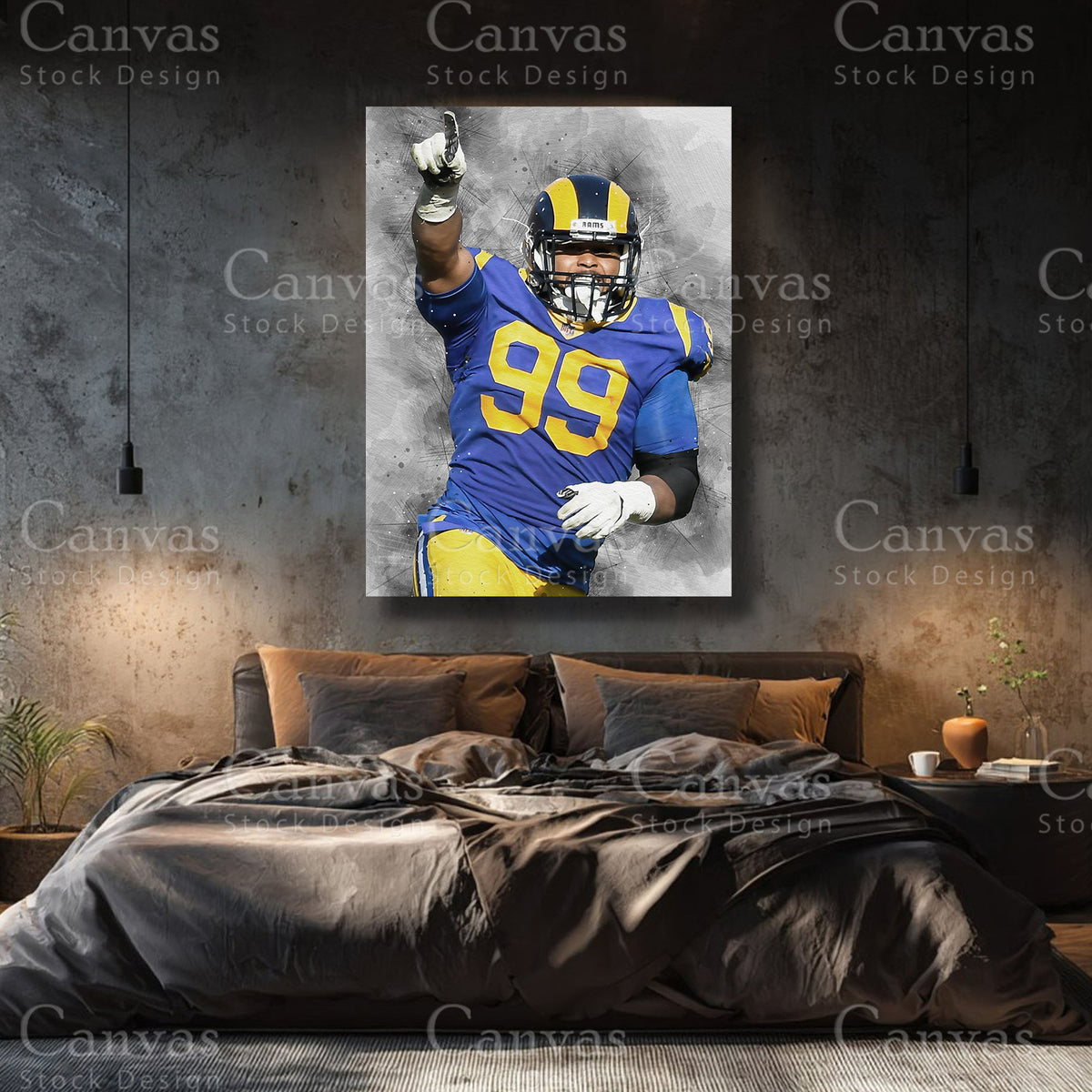 Aaron Donald premium NFL canvas with black floating frame
