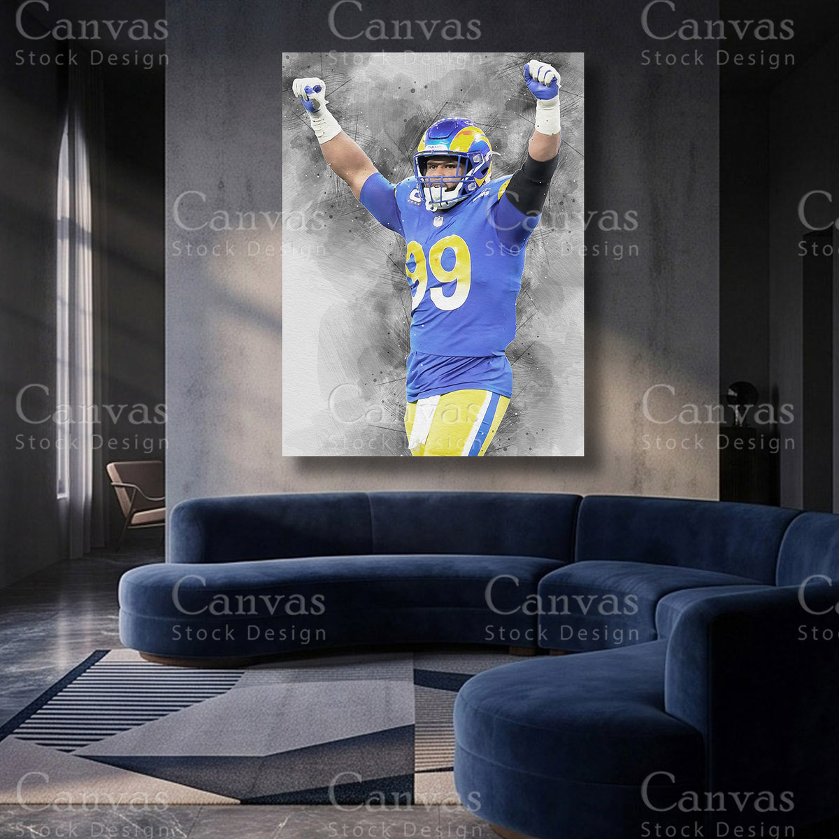 Aaron Donald premium football canvas artwork