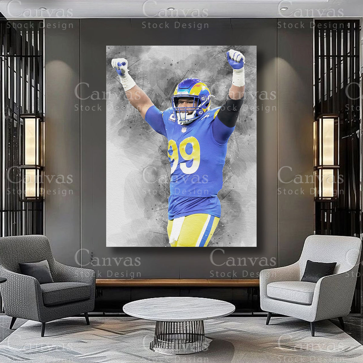 Aaron Donald athlete artwork on premium canvas