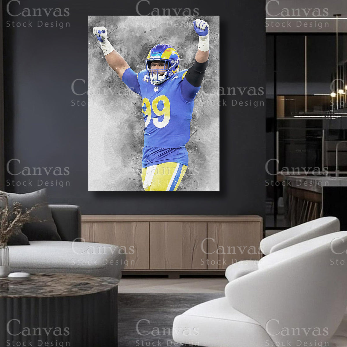 Aaron Donald statement football canvas art