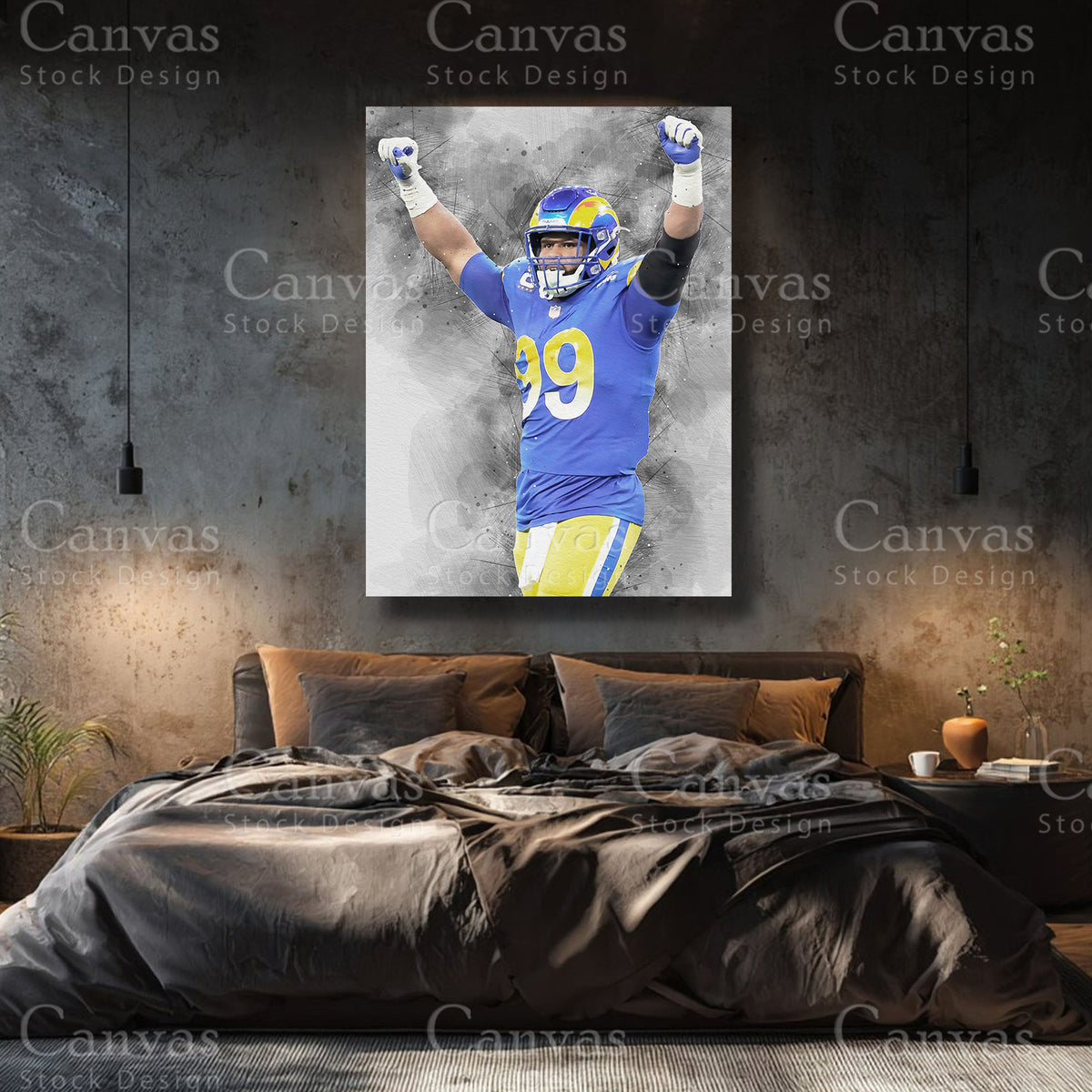 Aaron Donald premium NFL canvas with black floating frame