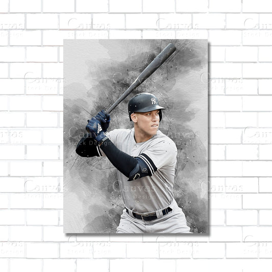Aaron Judge New York Yankees baseball canvas wall art – poster print for sports room, man cave, and home decor