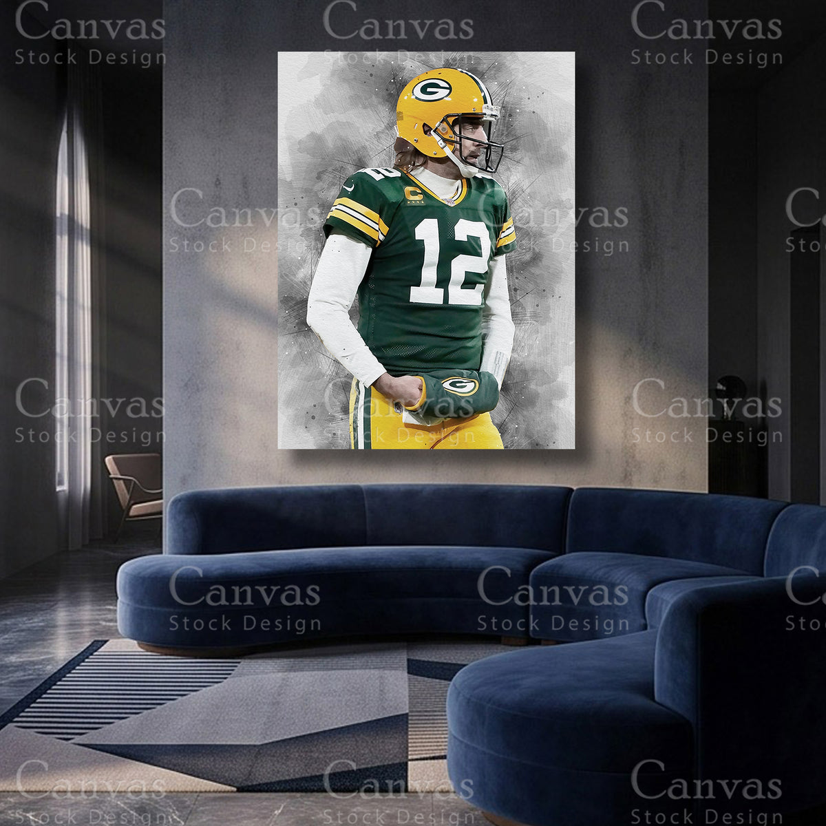 Aaron Rodgers premium football canvas artwork