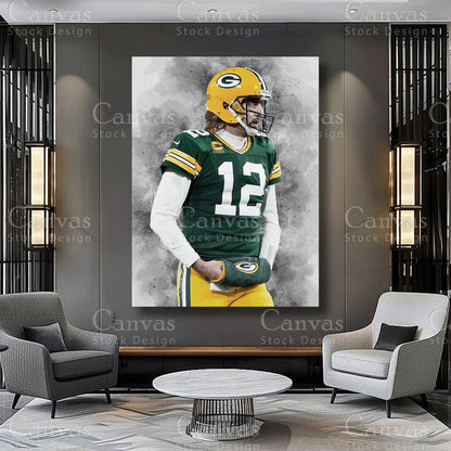 Aaron Rodgers athlete artwork on premium canvas