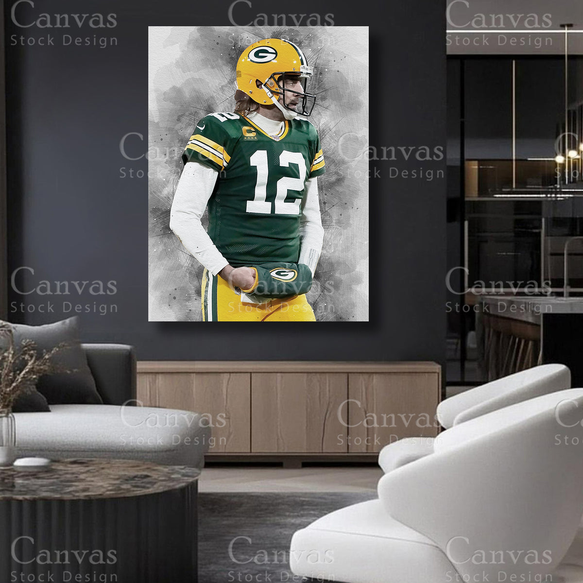 Aaron Rodgers statement football canvas art