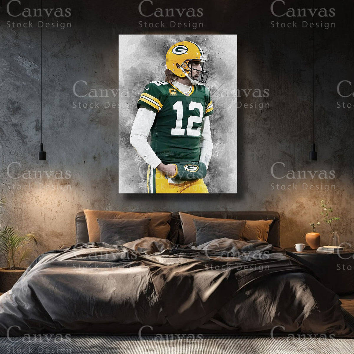 Aaron Rodgers premium NFL canvas with black floating frame
