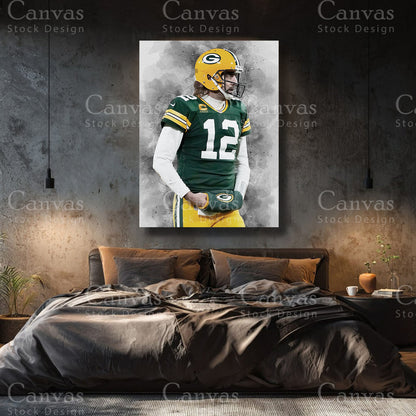 Aaron Rodgers premium NFL canvas with black floating frame