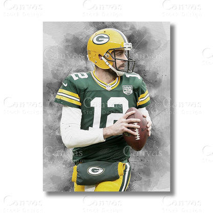 Aaron Rodgers Signature Quarterback Canvas Wall Art