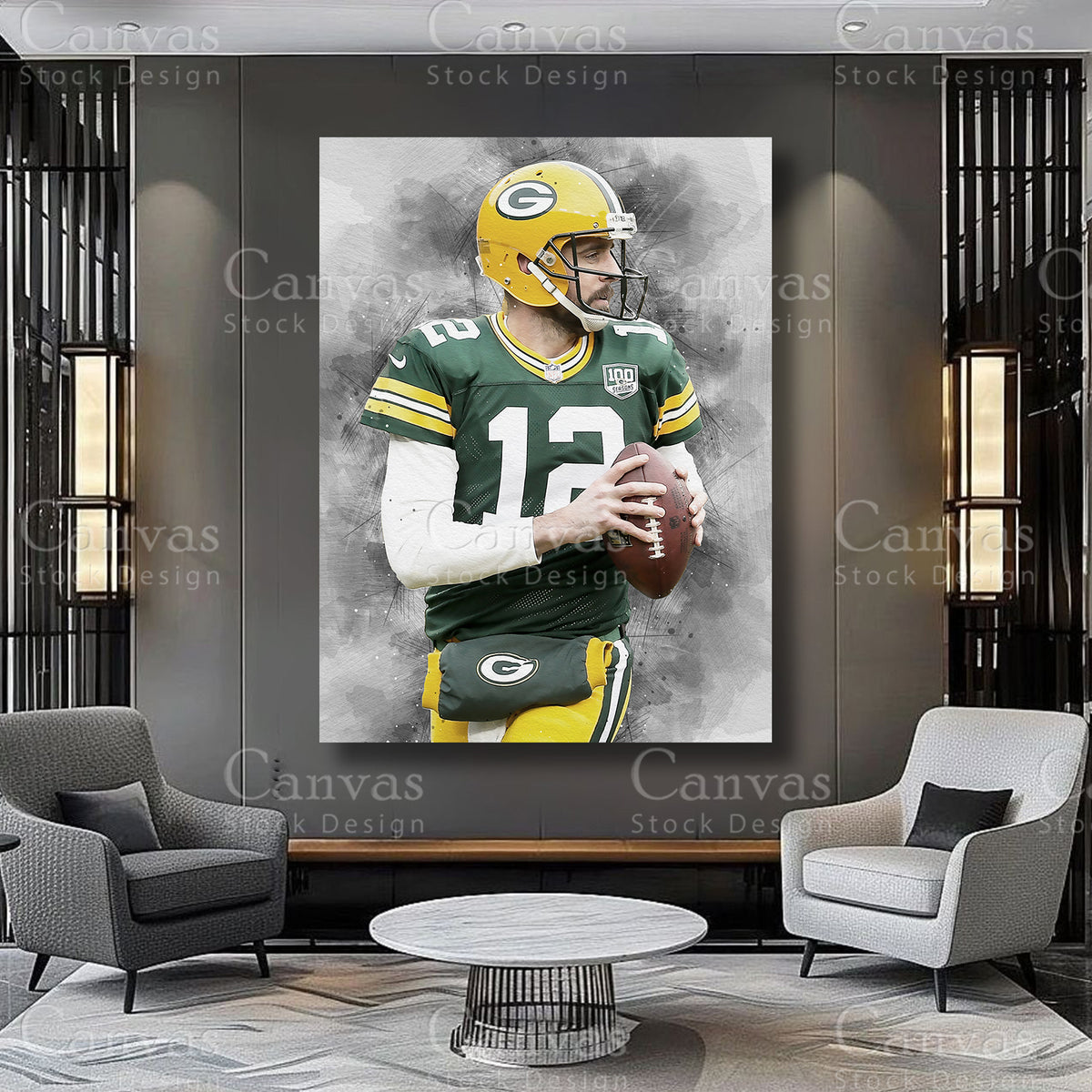 Aaron Rodgers premium athlete canvas artwork