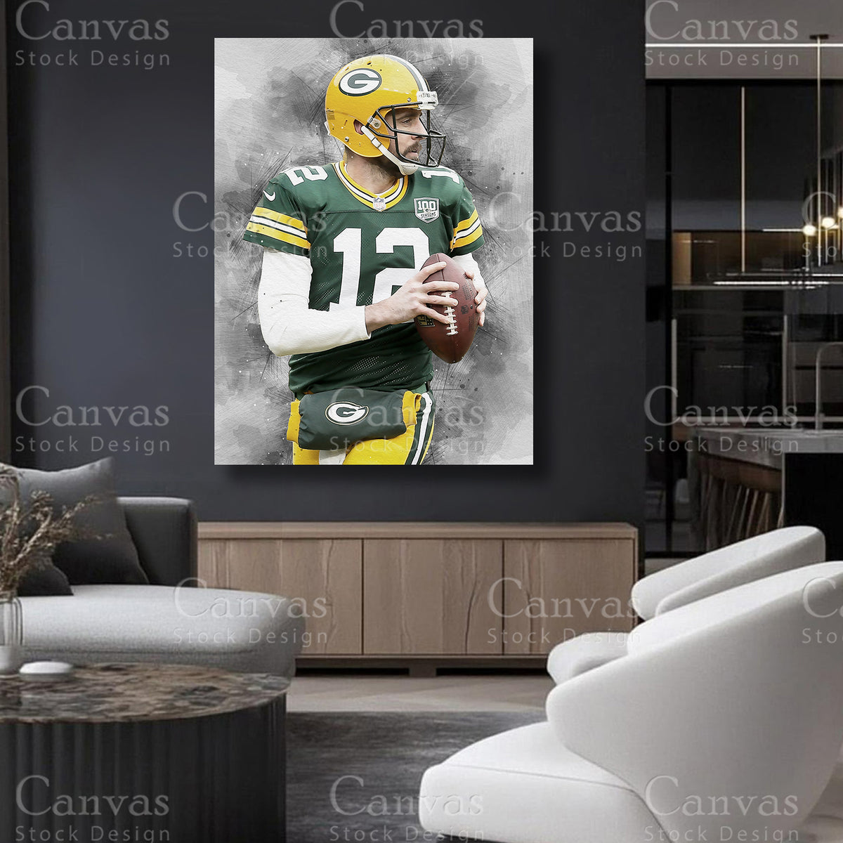 Aaron Rodgers statement football canvas art