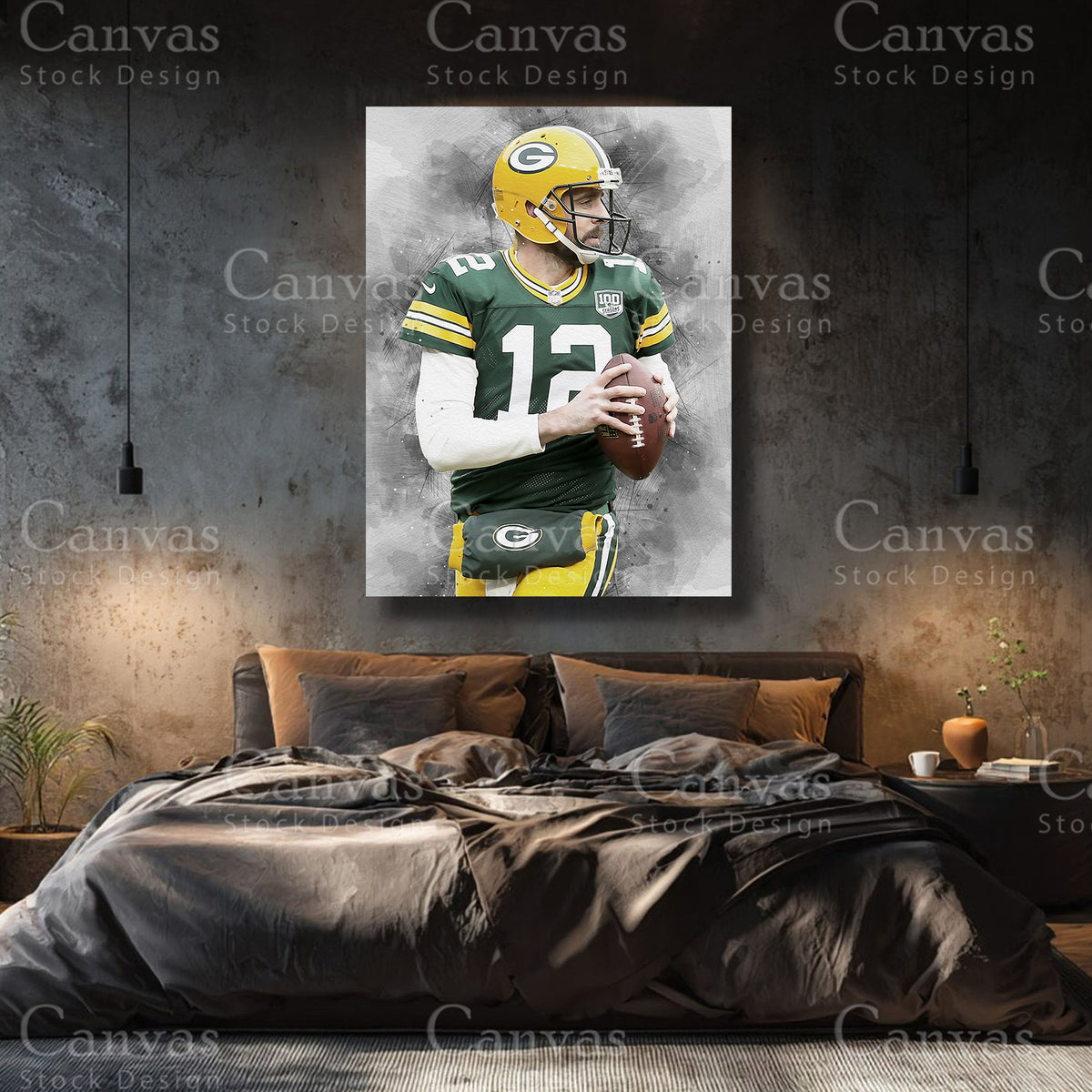 Aaron Rodgers premium NFL canvas with black floating frame