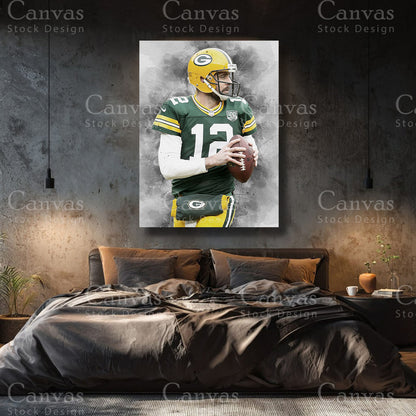 Aaron Rodgers premium NFL canvas with black floating frame