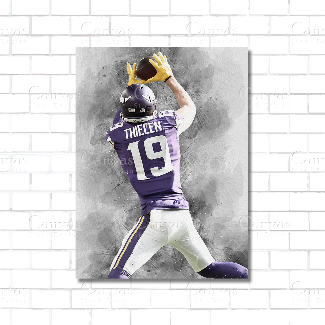 Adam Thielen Minnesota Vikings NFL canvas wall art – poster print for sports room, man cave, and home decor