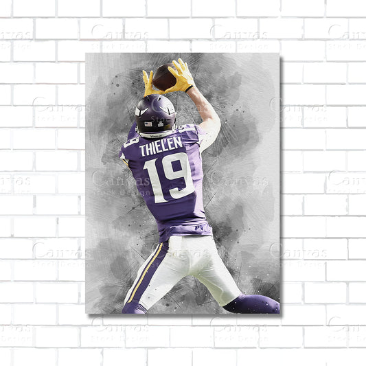 Adam Thielen Minnesota Vikings NFL canvas wall art – poster print for sports room, man cave, and home decor