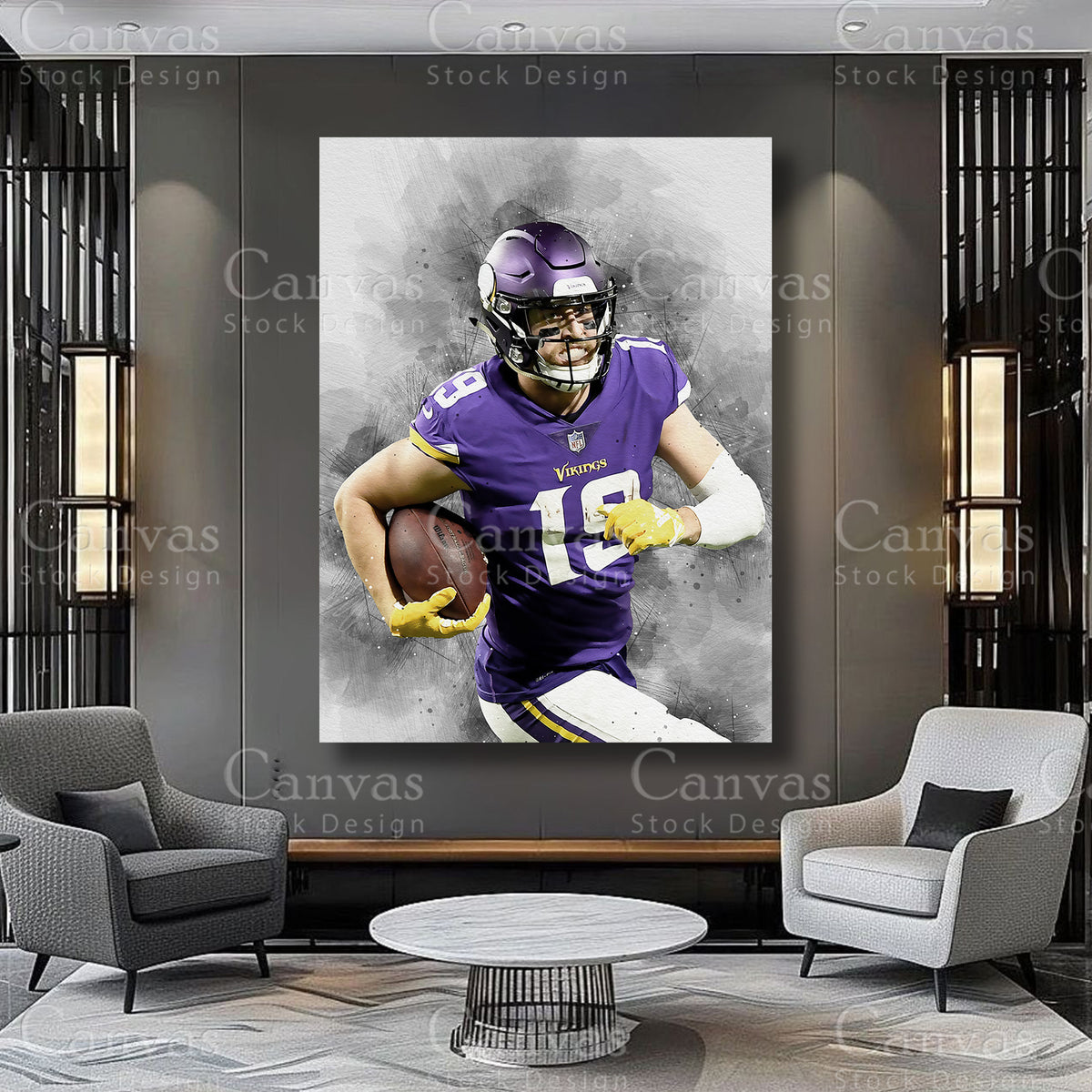 Adam Thielen premium athlete canvas artwork