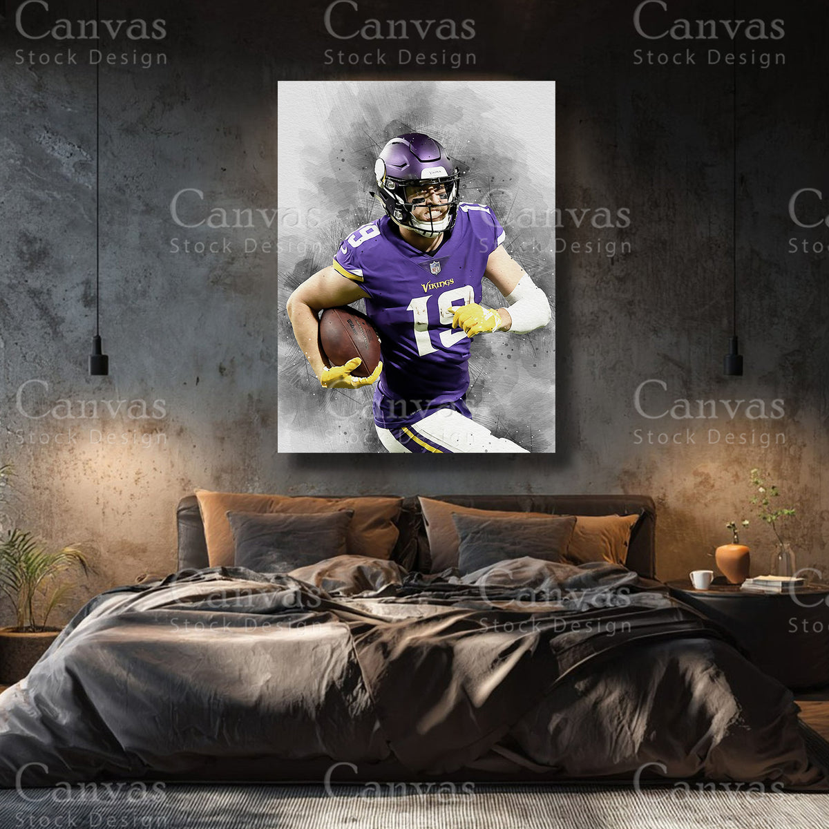 Adam Thielen premium NFL canvas with black floating frame