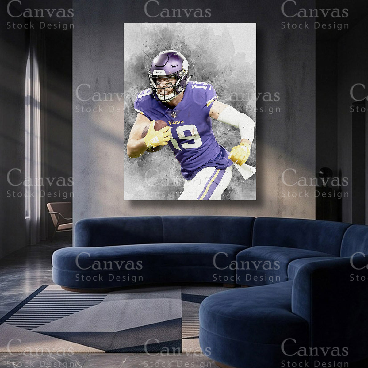 Adam Thielen premium football canvas artwork
