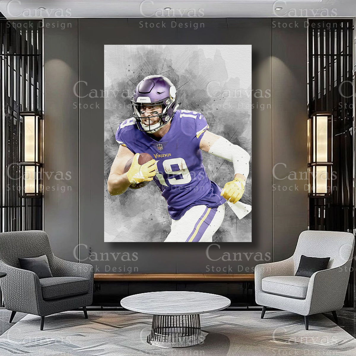 Adam Thielen athlete artwork on premium canvas