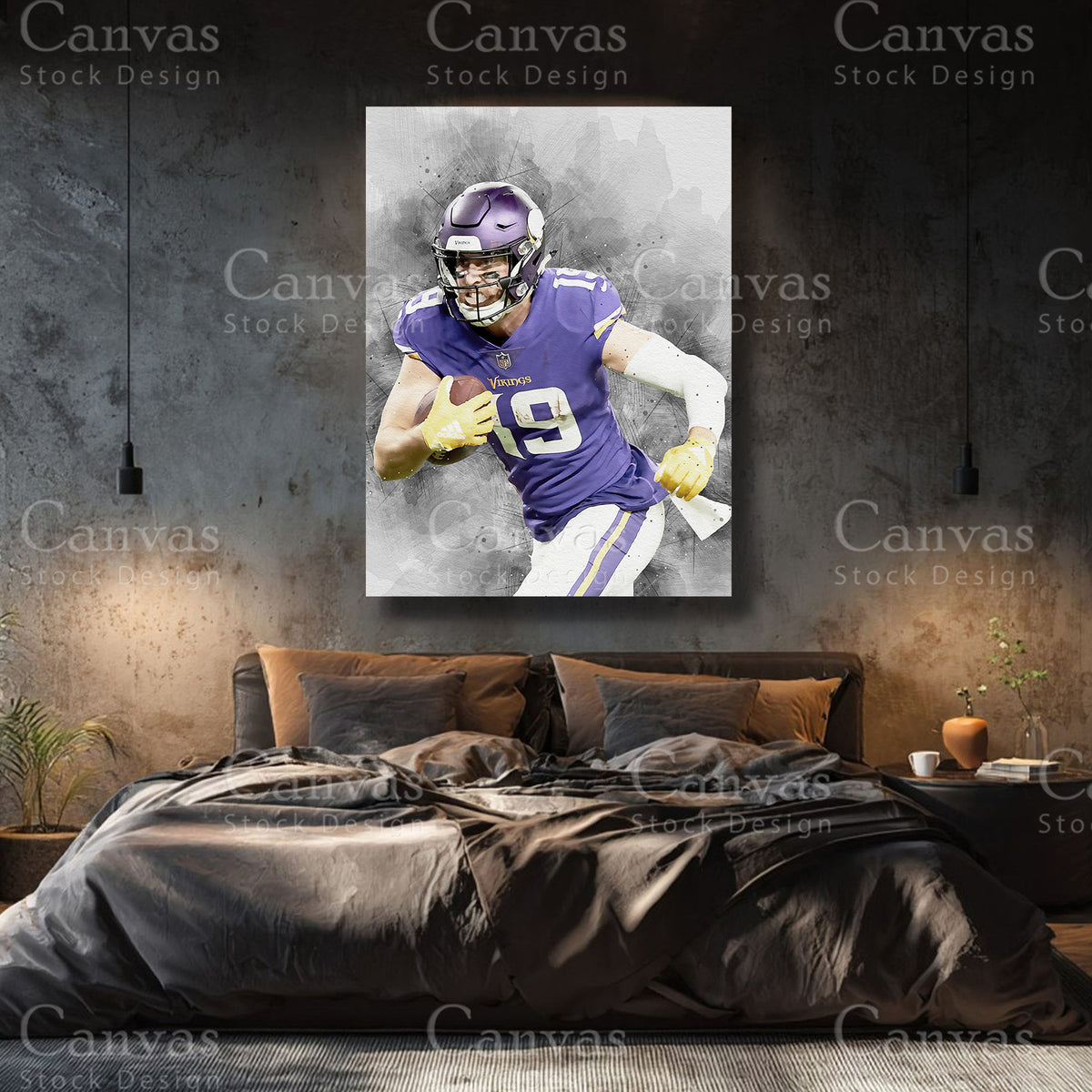 Adam Thielen premium NFL canvas with black floating frame