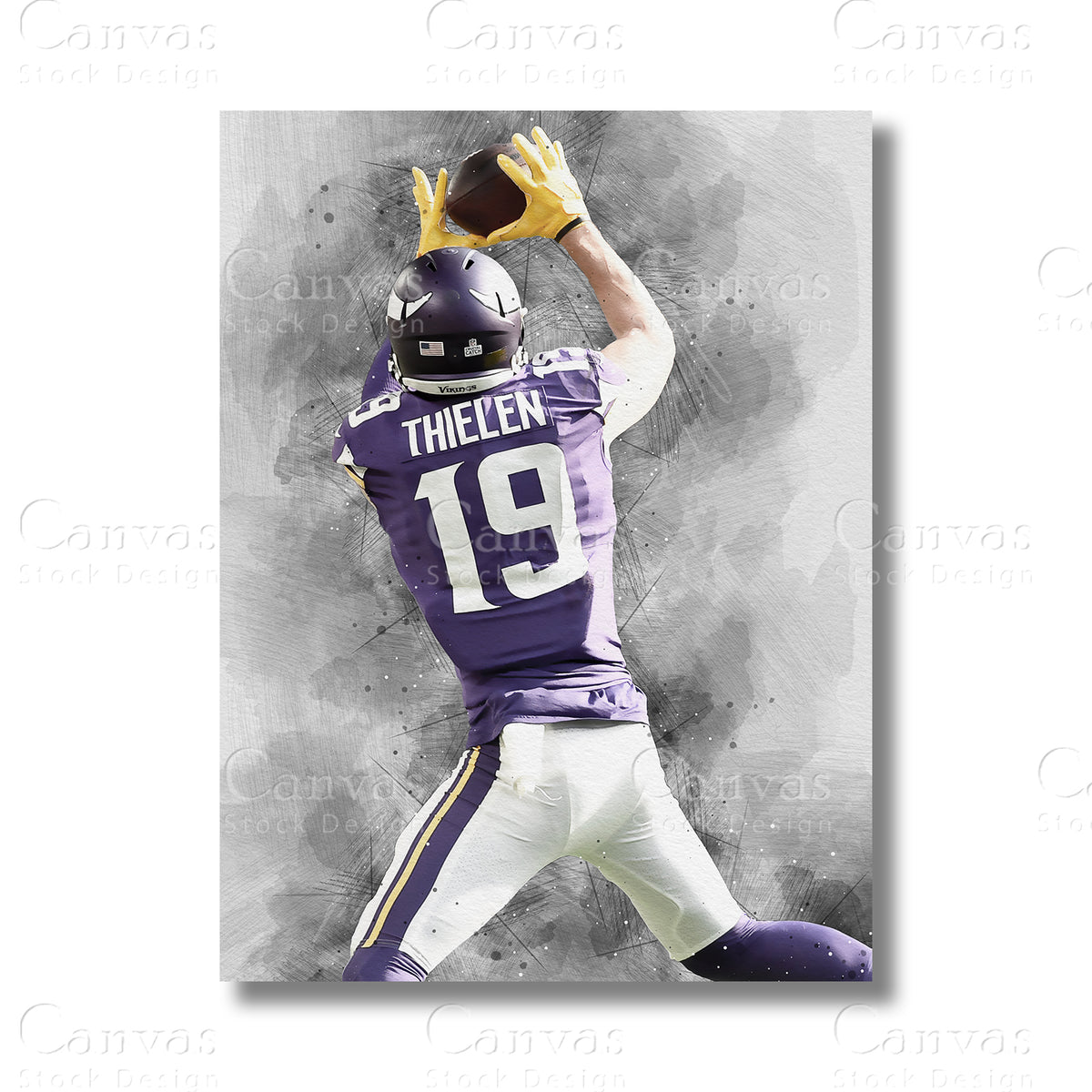 Adam Thielen Signature Football Canvas Wall Art